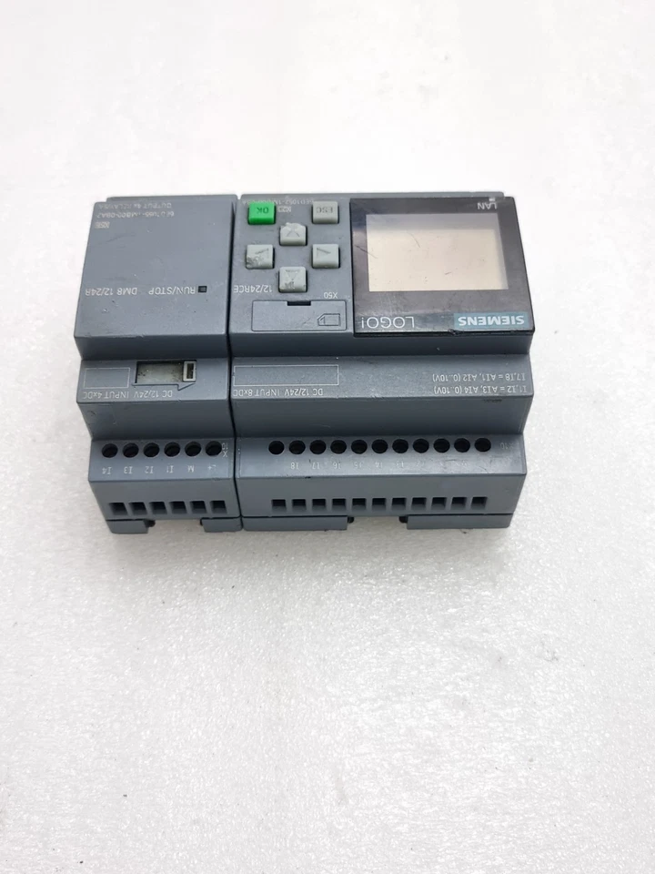 Used Working Siemens 12/24RCE Logo Plc With 6D1055-1MB00-0BA2 Expansion Module